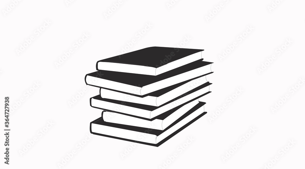 Vector Isolated Books Black and White Icon
