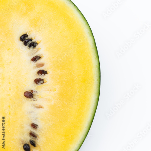 Top view at slice yellow watermelon photo