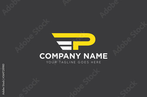 initial letter p wing speed logo, icon, symbol vector illustration design template