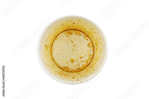 Empty noodles cup on white background