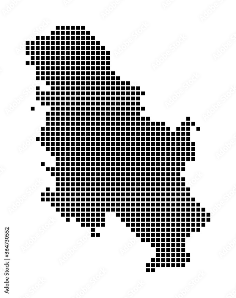Serbia map. Map of Serbia in dotted style. Borders of the country filled with rectangles for your design. Vector illustration.