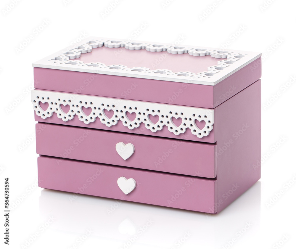 Wooden jewelry box isolated on white background. Wooden jewelry box isolated on white background.