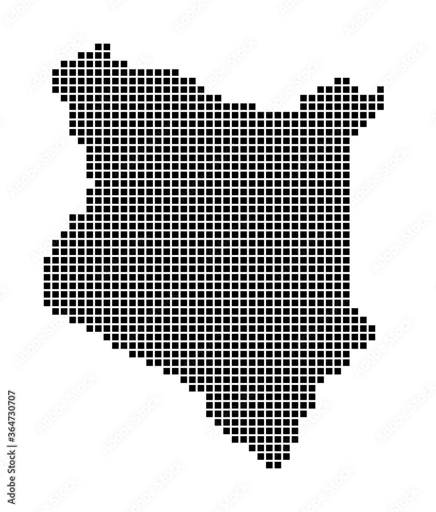 Kenya map. Map of Kenya in dotted style. Borders of the country filled with rectangles for your design. Vector illustration.