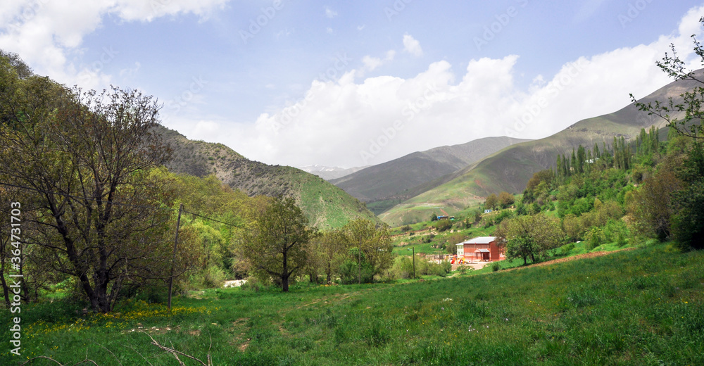 Van, Turkey - 20 May 2011: Lush mountains and meadows