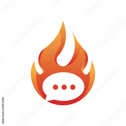Hot Chat logo design vector illustration