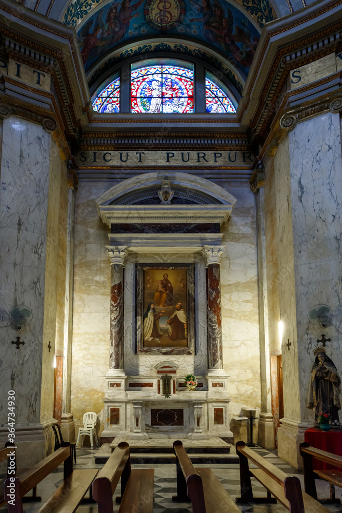 Obraz premium The main hall of the Stella Maris Monastery which is located on Mount Carmel in Haifa city in northern Israel