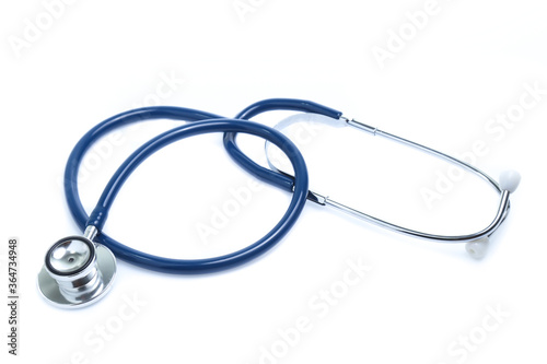 Blue stethoscope isolated on white