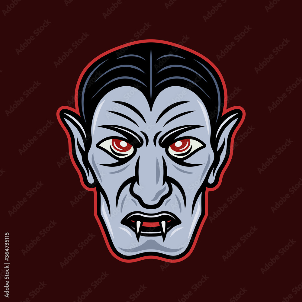 Dracula vampire head cartoon vector illustration