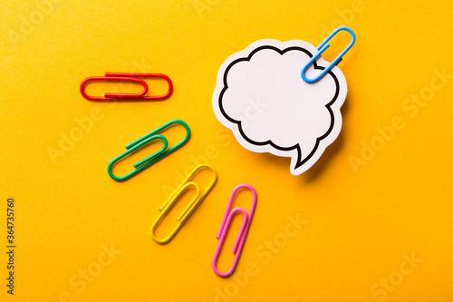 Blank Speech Bubble Paper Isolated On Yellow Background