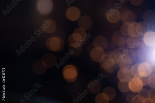 Gold abstract bokeh background, Festive xmas abstract background with bokeh defocused lights and stars