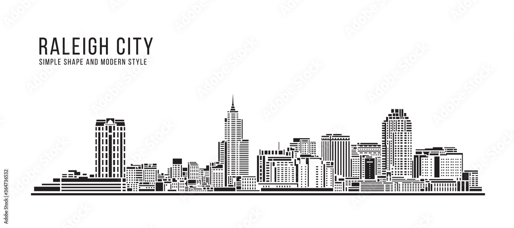Cityscape Building Abstract Simple shape and modern style art Vector design - Raleigh city