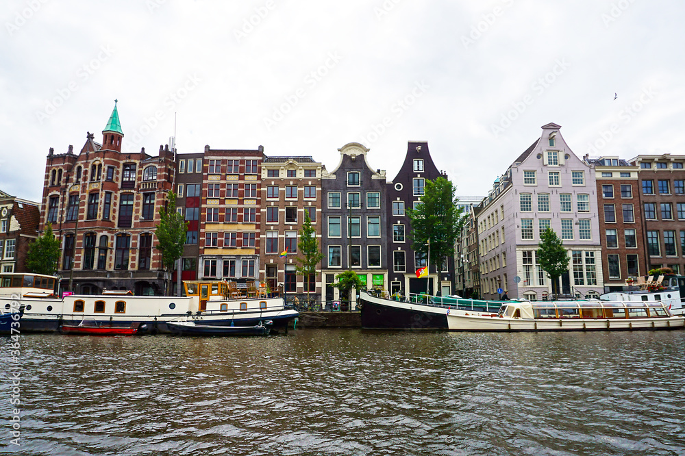 Holland, Amsterdam, city views, navigation channels and monuments