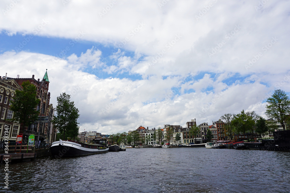 Fototapeta premium Holland, Amsterdam, city views, navigation channels and monuments