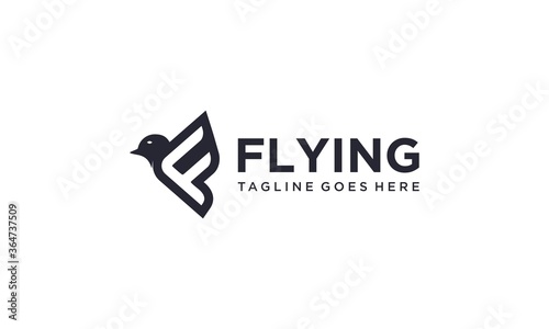 Creative  simple  and modern F letter with flying word for logo design vector editable