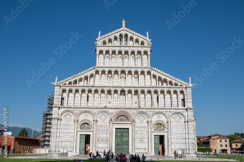 Pisa Cathedral is a medieval Roman Catholic cathedral dedicated to the Assumption of the Virgin Mary, in the Piazza dei Miracoli in Pisa, Italy
