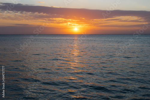 Beautiful sunrise over ocean in Zanzibar  Tanzania