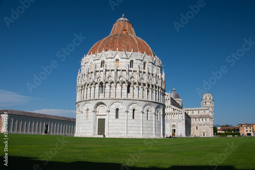 The Pisa Baptistery of St. John is a Roman Catholic ecclesiastical building located in the Piazza dei Miracoli, near the cathedral's and the famous leaning tower. © lucazzitto
