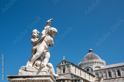 Statue located in the Piazza dei Miracoli, near the Pisa cathedral's and the famous leaning tower.