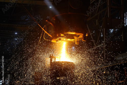 Metallurgy. Casting ingot. Electric arc furnace shop. © Dmitriy