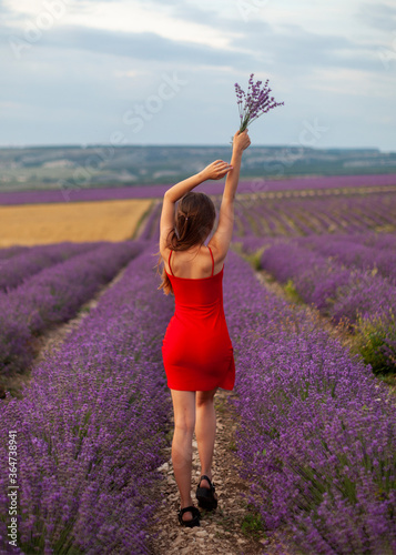Fototapeta Naklejka Na Ścianę i Meble -  young woman in lavender field