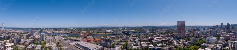 Panoramic View of Downtown Portland Oregon from the Pearl District