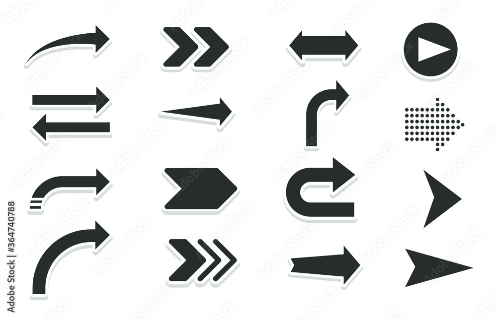 Arrows Vector. Different black arrows isolated on white background Arrows Vector. Different black arrows isolated on white background