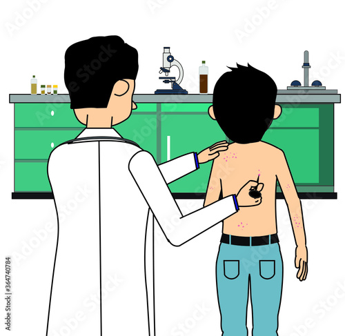 doctor performing test skin prick test of a patient in the lab
