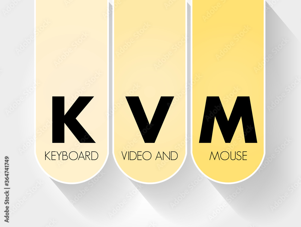 KVM Keyboard Video and Mouse acronym, technology concept background