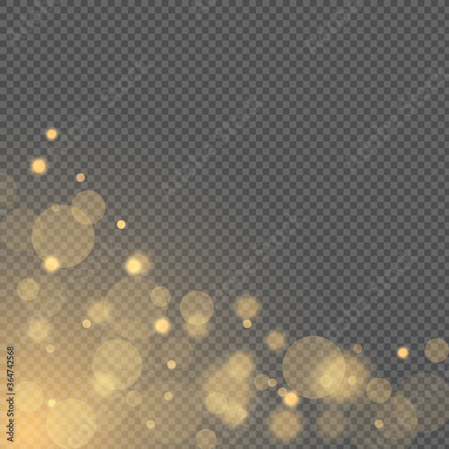 Abstract light effect. Yellow bokeh isolated on transparent background.