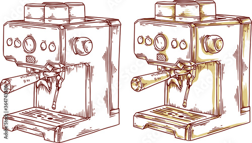 coffee machine hand drawing illustration 