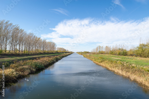 Landscape of Danube Tisa Danube Canal in Vojvodina,Serbia