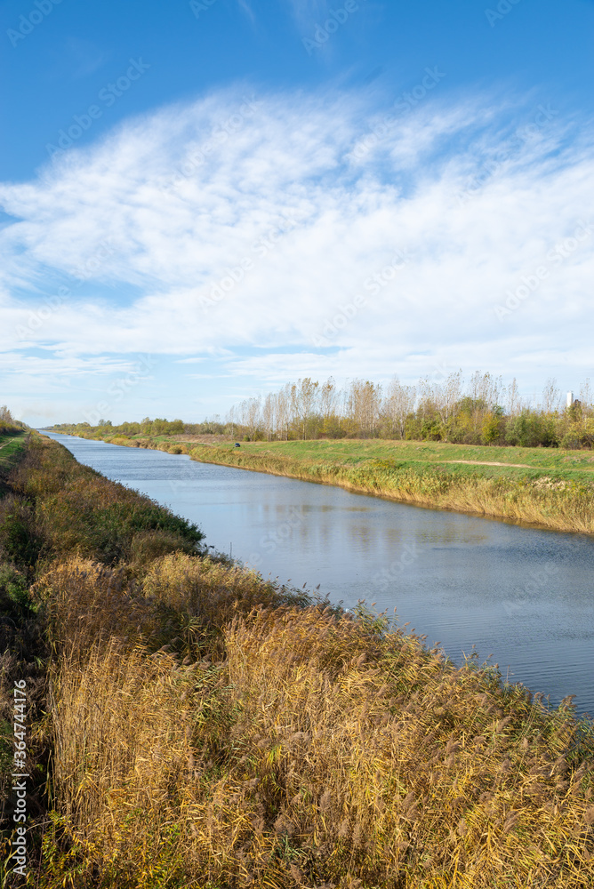 Landscape of Danube Tisa Danube Canal in Vojvodina,Serbia