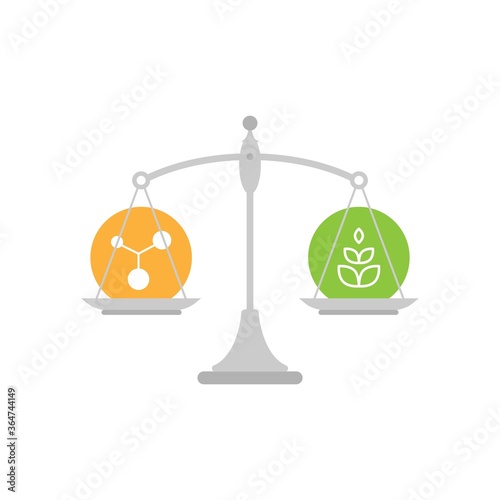 Grey mechanical scales with protein and carbohydrates in pans.