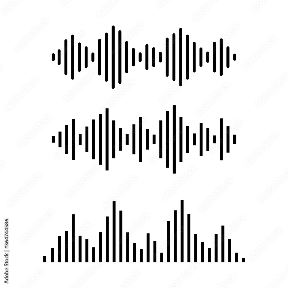 Set of audio sound wave icon. Music equalizer sign. Vector amplitude.