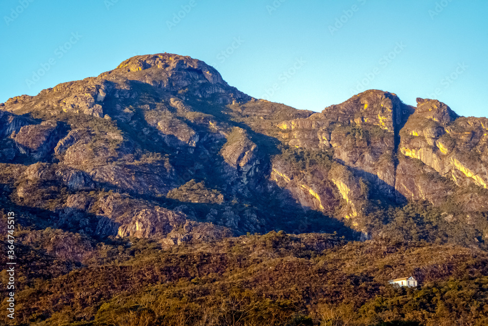 View of the Serra do Caraca mountains, with the carapuca peak in the center, Sanctuary of Caraca, city of Catas Alta, Minas Gerais, Brazil