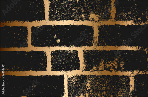 Distress golden old brick wall texture. Black and white grunge background. photo