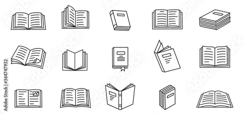 Set line icons book, logo isolated on white background, vector illustration