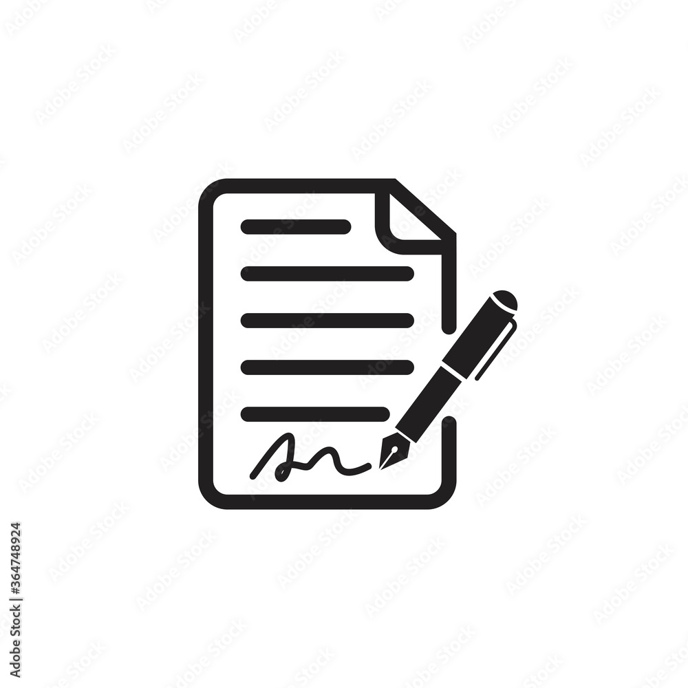 contract icon. Pen signing a contract, Agreement and signature, vector illustration contract icon. Pen signing a contract, Agreement and signature, vector illustration