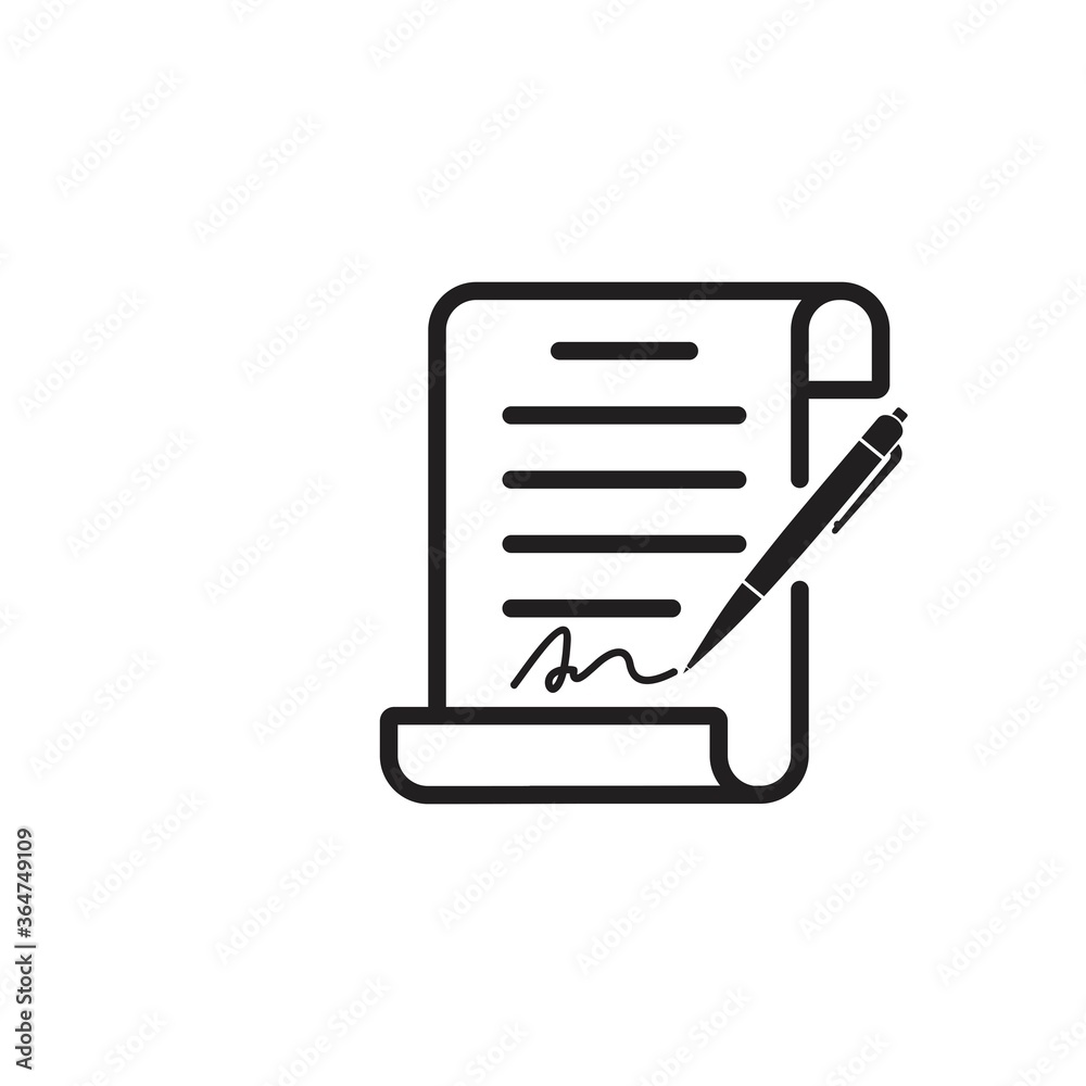 contract icon. Pen signing a contract, Agreement and signature, vector illustration contract icon. Pen signing a contract, Agreement and signature, vector illustration