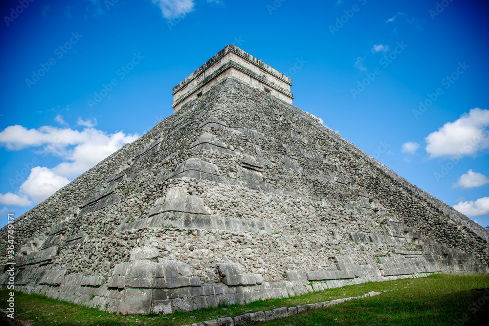 the stairs of chichen itza temple. Mexico