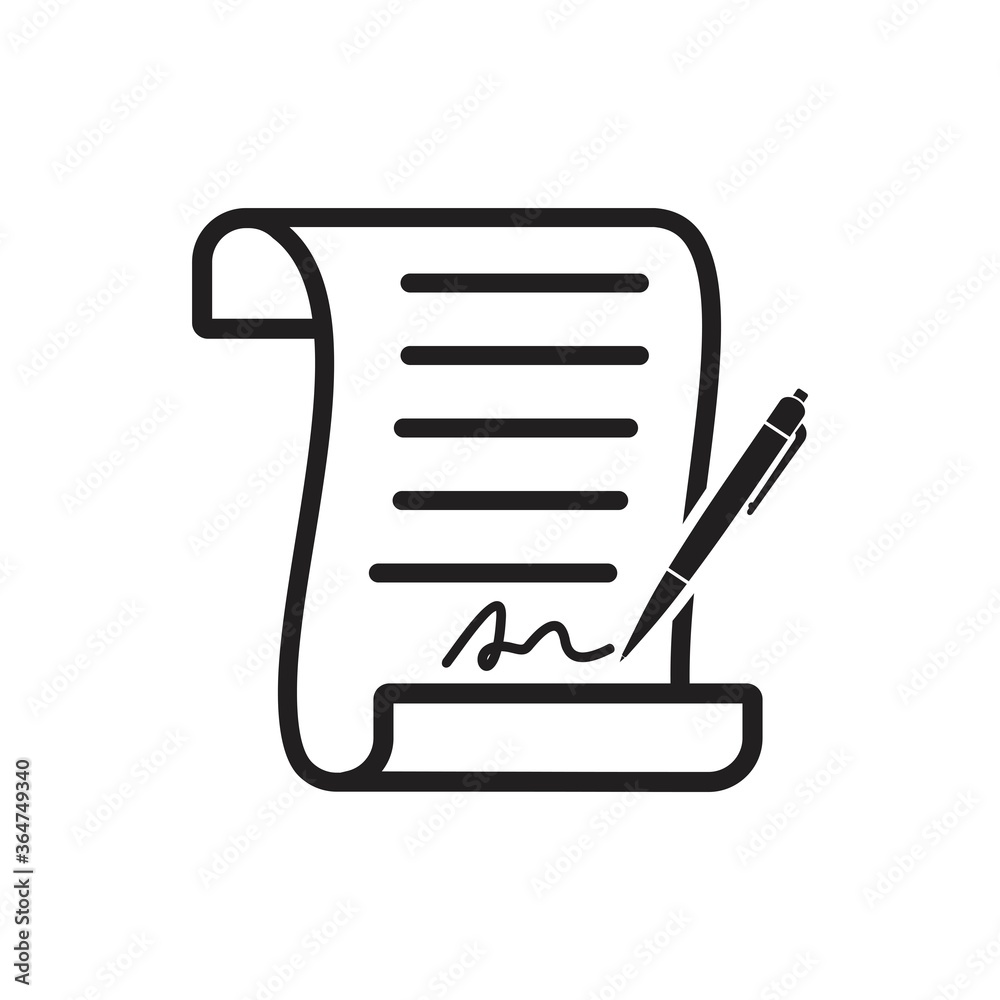 contract icon. Pen signing a contract, Agreement and signature, vector illustration contract icon. Pen signing a contract, Agreement and signature, vector illustration