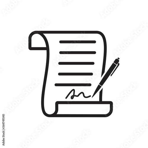 contract icon. Pen signing a contract, Agreement and signature, vector illustration