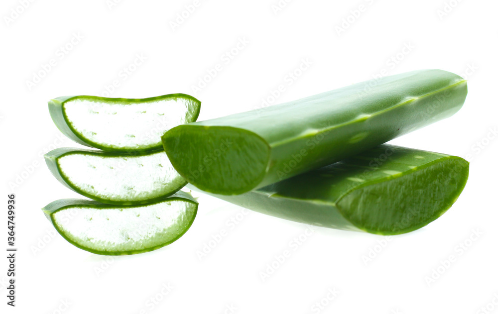 Aloe sliced, isolated on a white background Aloe sliced, isolated on a white background