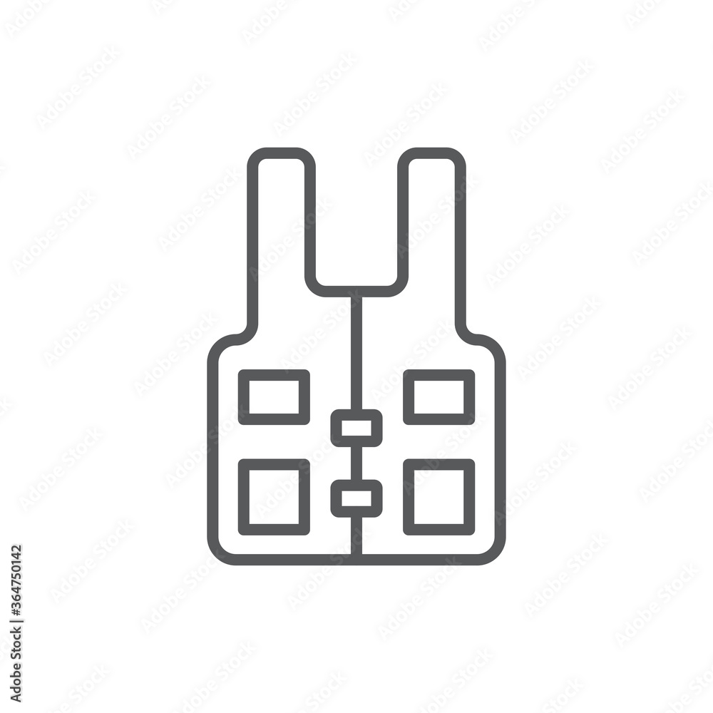 Fishing vest vector icon symbol apparel isolated on white background Fishing vest vector icon symbol apparel isolated on white background