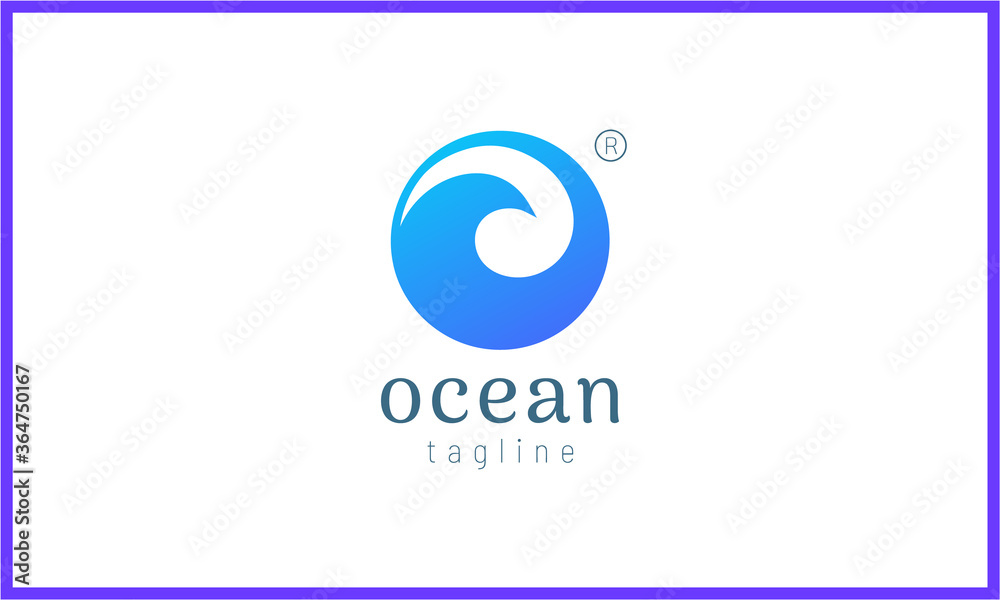 Sea waves in a perfect circle. Simple and modern design Sea waves in a perfect circle. Simple and modern design