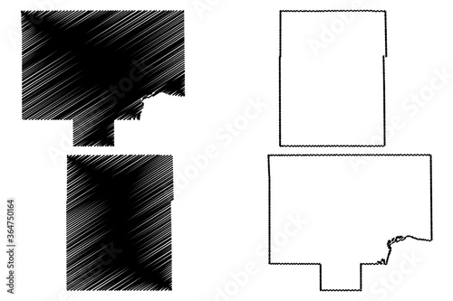 Bureau and Champaign County, Illinois (U.S. county, United States of America, USA, U.S., US) map vector illustration, scribble sketch Bureau and Champaign map © danlersk