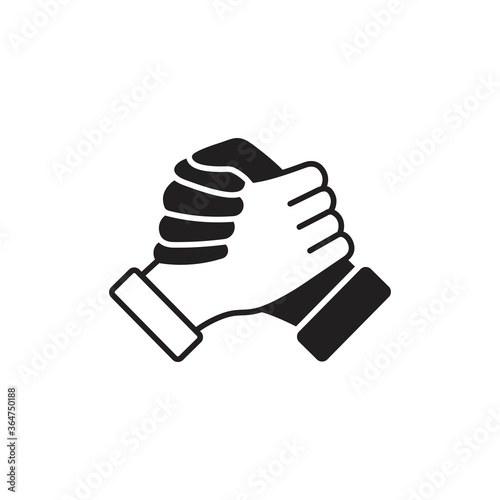 Soul brother handshake icon line, thumb clasp handshake vector illustration