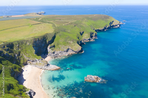 Aerial photograph of Hell's Mouth, North Coast, Cornwall, England, United Kingdom