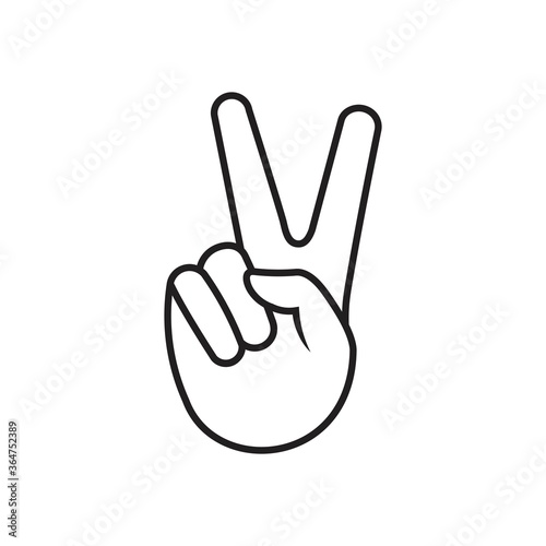 Hand gesture V  icon, Hand showing victory, sign peace and love with fingers isolated on white background, vector illustration