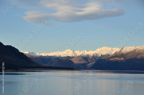 Road Trip to Queenstown, New Zealand. Beautiful snow mountain range at South island.